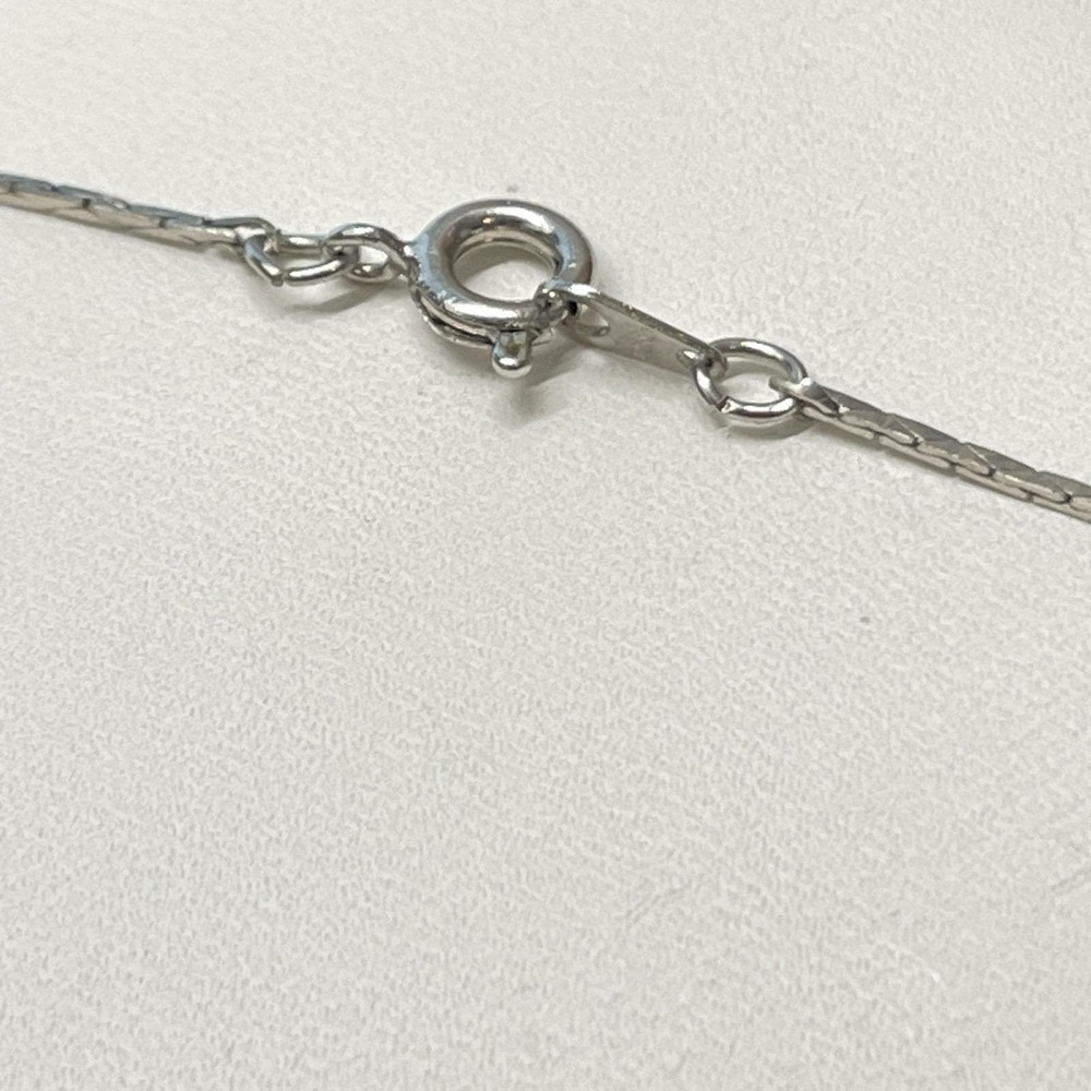 Vintage V Shape Green Rhinestone Silver Tone Cobra Chain Necklace 16.5" Dainty - Picture 3 of 5
